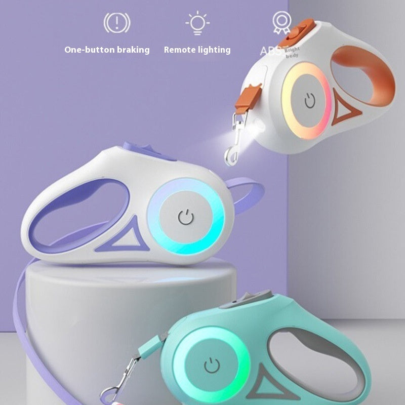 Retractable Dog Leash with LED Light & Collar
